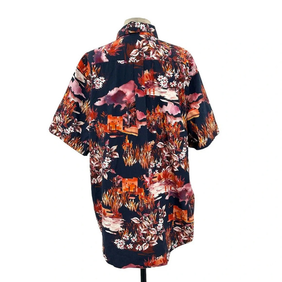 No Nationality Tyrion Short Sleeve Button Down Navy Print 605 Men's Size XL - Picture 5 of 11